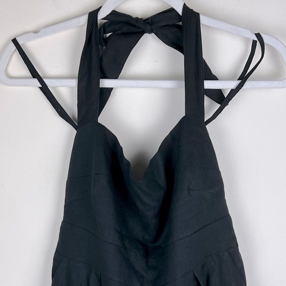Rumer The Label x Anthropologie Halter Top Linen Wide Leg Freya Jumpsuit Black L - Picture 9 of 12